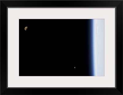 Earth, Moon and spaceship