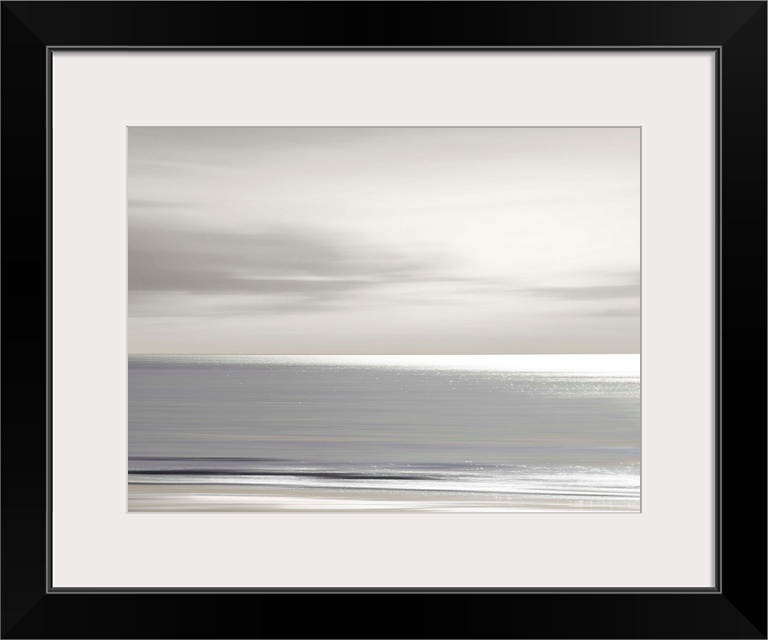 Defocused sunset sky and ocean nature background with blurred panning motion.