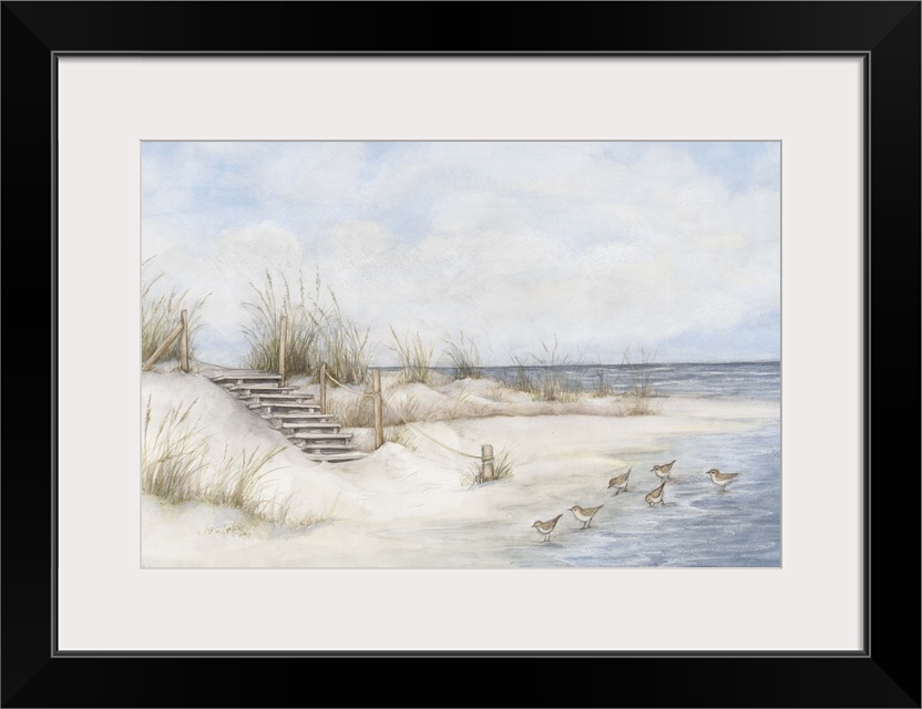 The serenity and beauty of the ocean is capture in this seashore scene.