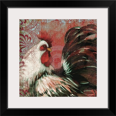 Bohemian Rooster on Red