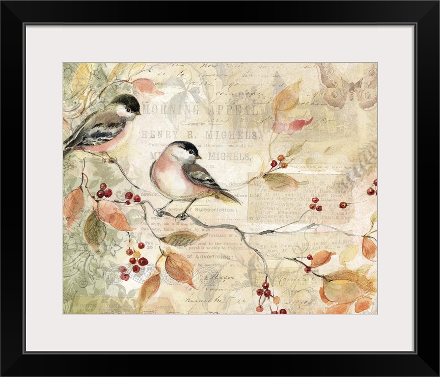 Loose, sketchbook art treatment of the beautiful chickadee is lovely for any decor