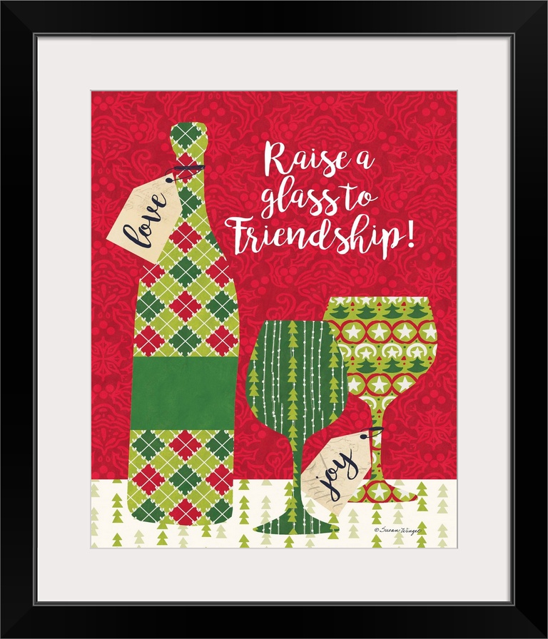 Bright Christmas colors and wine motifs say a big Cheers to the Holiday!