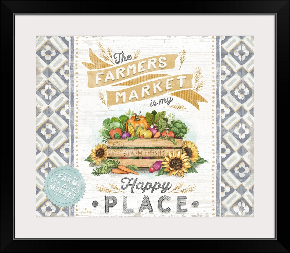 Vintage Farmers Market signage evokes a sophisticated country style