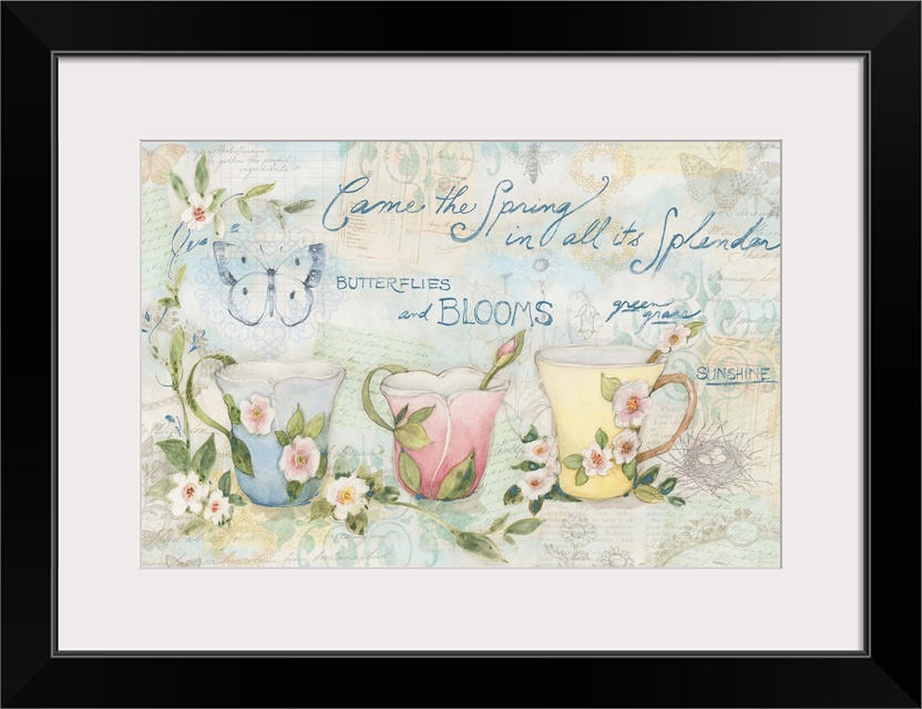 Lovely tea painting adds a gentle accent to your decor.