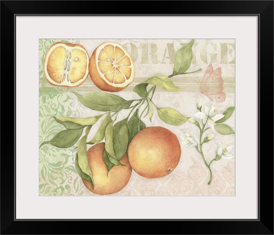 Freshly colored fruit on burlap, perfect for kitchen decor