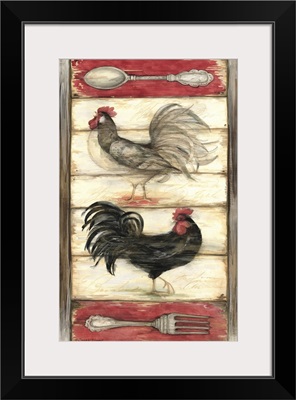 Rooster on Wood Panel