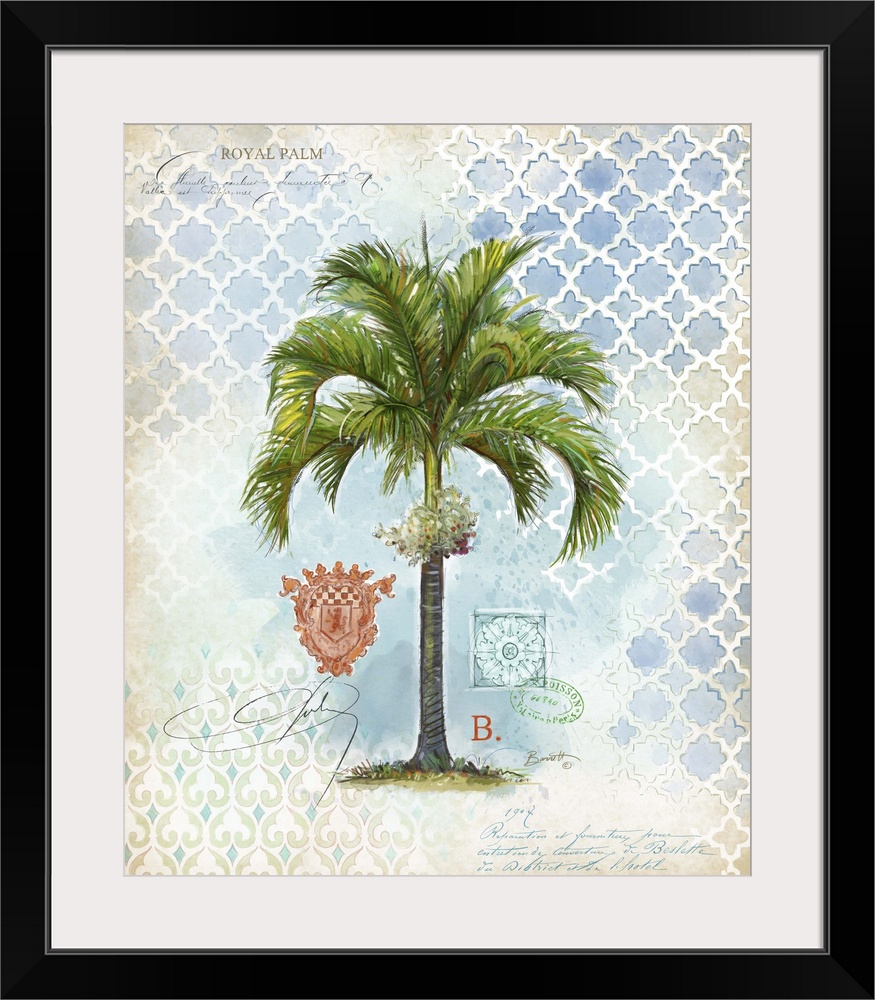 Classic treatment of the lovely palm tree, fine art look for any decor style.