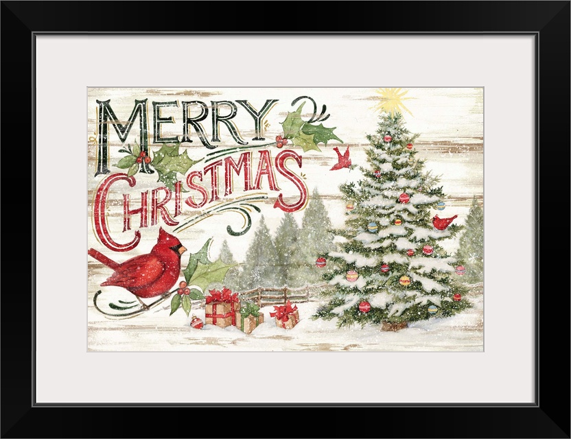 A vintage Merry Christmas sign captures a classic holiday look.