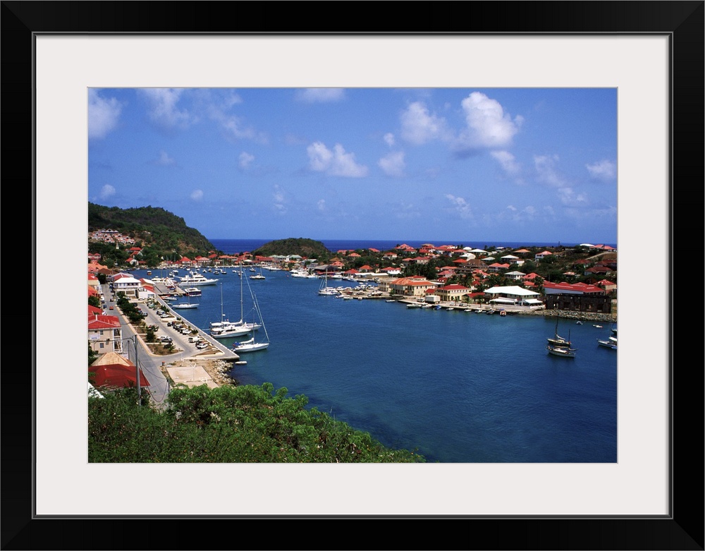 Aerial view of Gustavia Port, St. Barths.