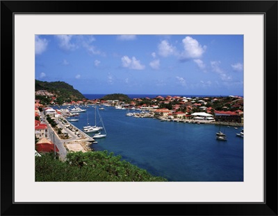 Aerial view of Gustavia Port, St. Barths