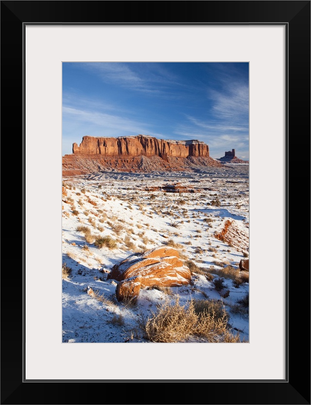 USA, Arizona, Monument Valley Navajo Tribal Park. Monument Valley in the snow, morning.