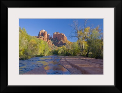 Arizona, Sedona, Red Rock Crossing, Oak Creek with Cathedral Rock