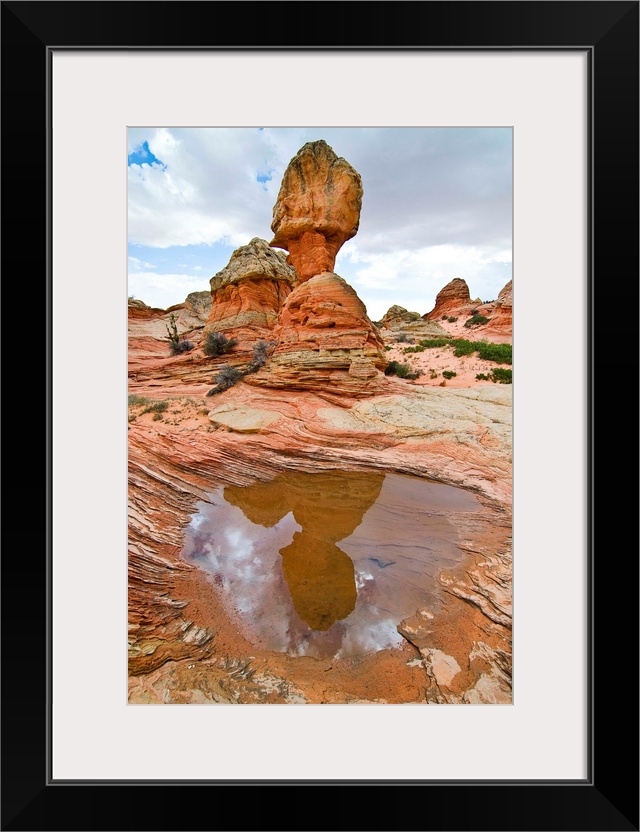 USA, Arizona, Vermillion Cliffs National Monument. Water pool in sandstone formations in South Coyote Buttes.