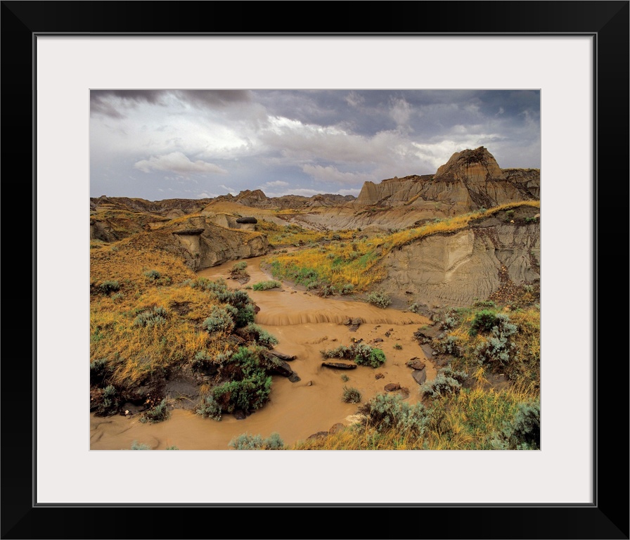 Badlands @ Dinosaur Provincial Park in Alberta Canada during thunderstorm