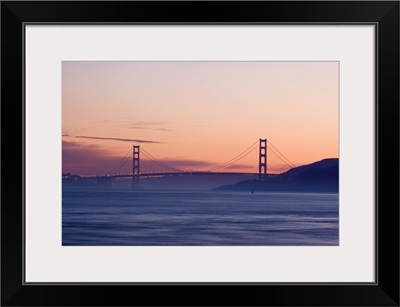 California, Marin County, Tiburon, Golden Gate Bridge at Dusk