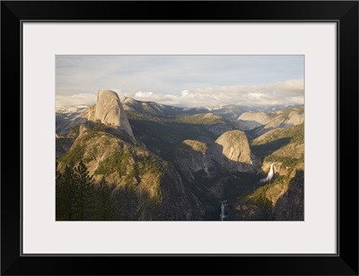 California, Yosemite National Park, Half Dome and Nevada Falls and Vernal Falls