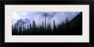 Clouds around mountain peaks above Lake Louise Junction, Banff National Park, Alberta