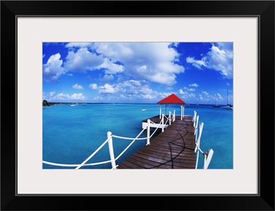 Colorful view of dock in St. Francois, Guadeloupe