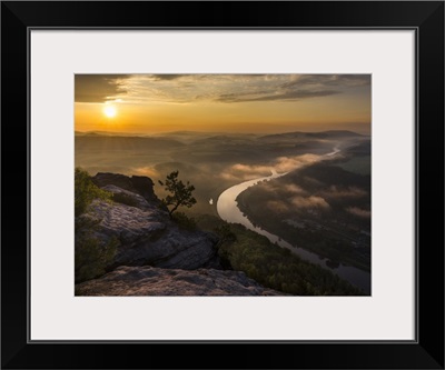 Elbe Sandstone Mountains. Valley of river Elbe, Germany, Saxony