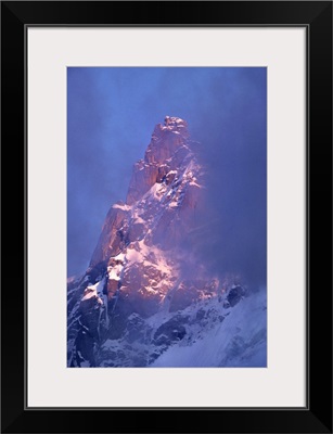 France, Chamonix, Clouds Sift Past The Steep Flanks Of Aiguille Du Midi, Chamonix