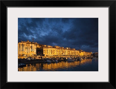 France, Languedoc-Roussillon, Herault Department, Sete, Old Port Waterfront, Dawn