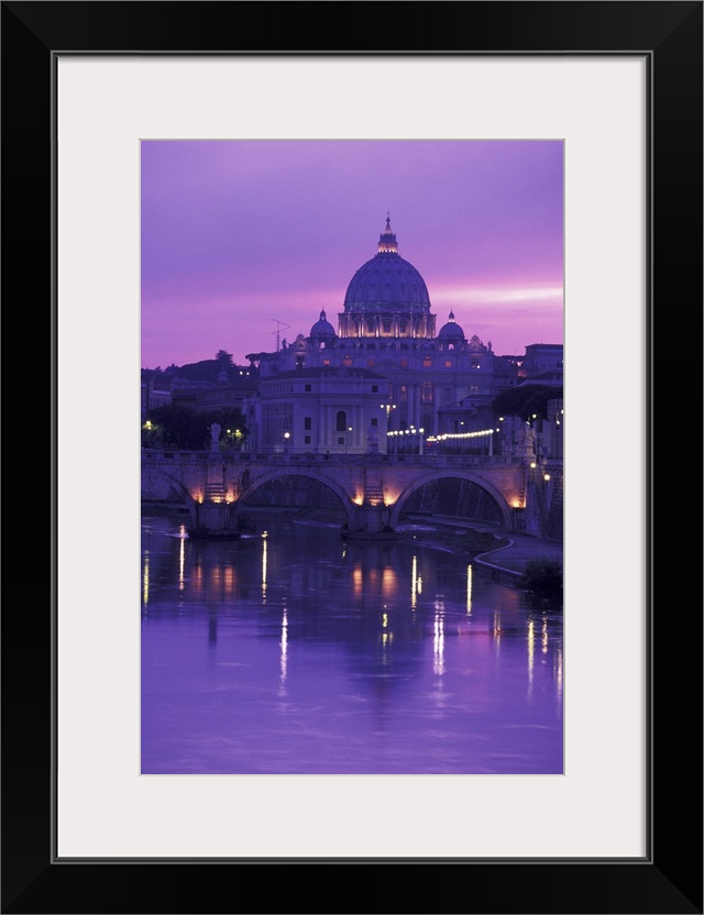 Europe, Italy, Rome, Vatican City. St. Peter's Basillica and Ponte Sant Angelo
