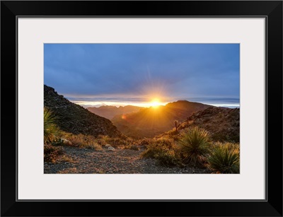 Mexico, Baja California Sur, Sierra De San Francisco, Desert Sunrise From A Mountain