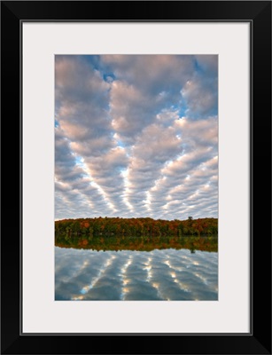 Michigan, Upper Peninsula. Clouds over Pete's Lake in autumn