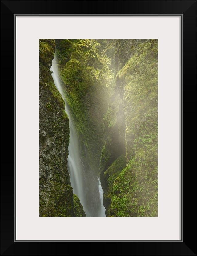 USA, Oregon, Columbia River Gorge. Close-up overlook of  Elowah Falls.