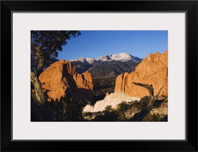 Pikes Peak at Sunrise, Garden of The Gods National Landmark, Colorado