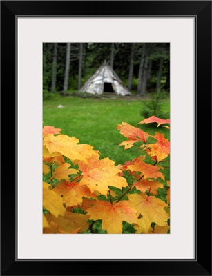 Quebec, Gaspe, Micmac First Nation Indian Village, birch bark teepee