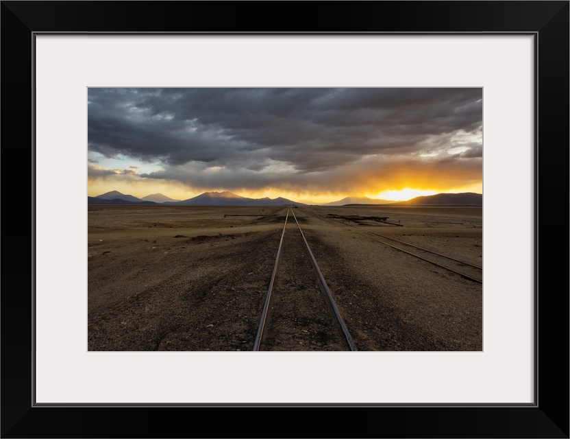 Railway Track In The Desert, Salar De Uyuni, Potosi Department, Bolivia