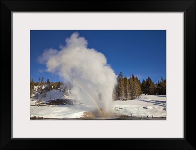 Riverside Geyser erupts along the Firehole River, Yellowstone National Park