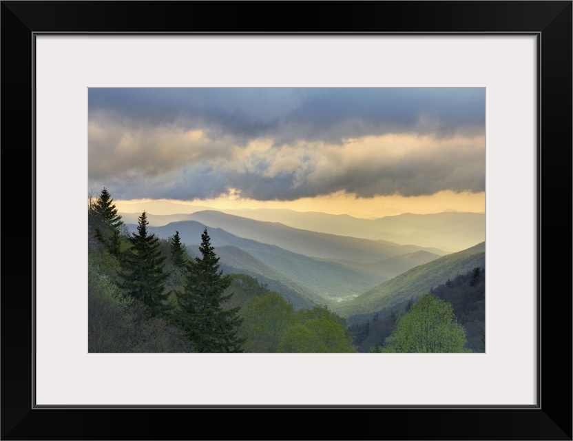 Sunrise view of Oconaluftee Valley, Great Smoky Mountains National Park, North Carolina