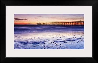 Sunset over Channel Islands and Ventura Pier, Ventura, California