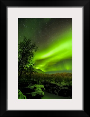 Sweden, Norrbotten, Abisko, Aurora Borealis (Northern Lights) Over Abisko Canyon