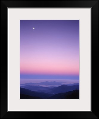 Tennessee, Cherohala Skyway, Full moon over the Smoky Mountains