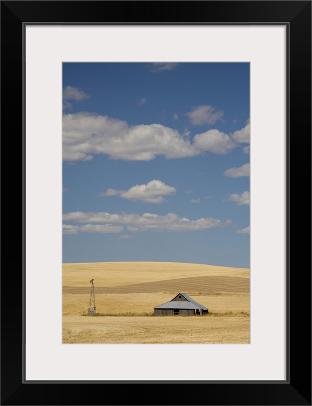 ID, The Palouse, Old barn, farmland, and clouds