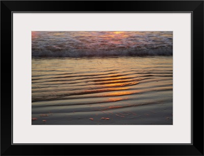 USA, Georgia, Tybee Island, Sunrise With Ripples In The Sand