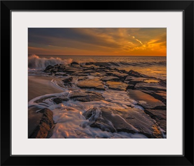 USA, New Jersey, Cape May National Seashore, Sunset On Ocean Shore