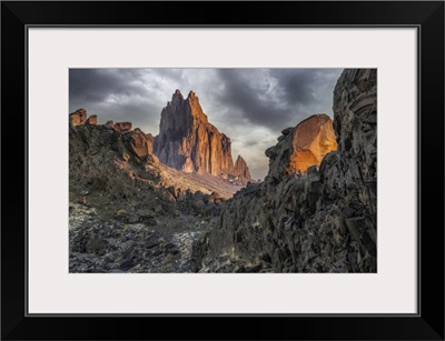 USA, New Mexico, Shiprock Formation At Sunrise