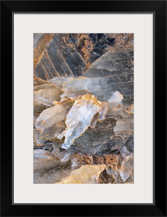 USA, Utah. Selenite gypsum crystal detail, Glass Mountain, Capitol Reef National Park.