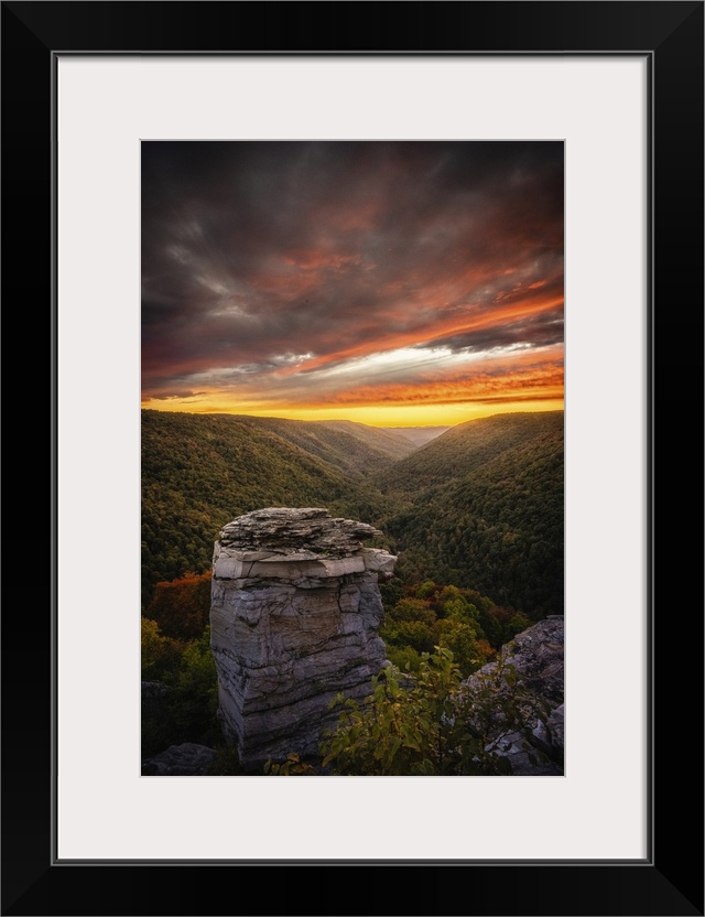 USA, West Virginia, Blackwater Falls State Park. Sunset on mountain overlook.