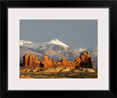 Utah, Arches National Park, Rock Formations And La Sal Mountains