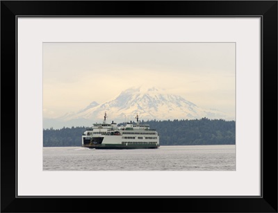 Washington State, Puget Sound. Seattle-Bremerton ferry with Mt. Rainier