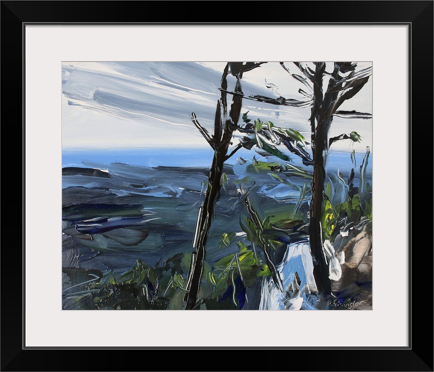 Contemporary palette knife painting of the scenic view from Pilot Mountain, NC.