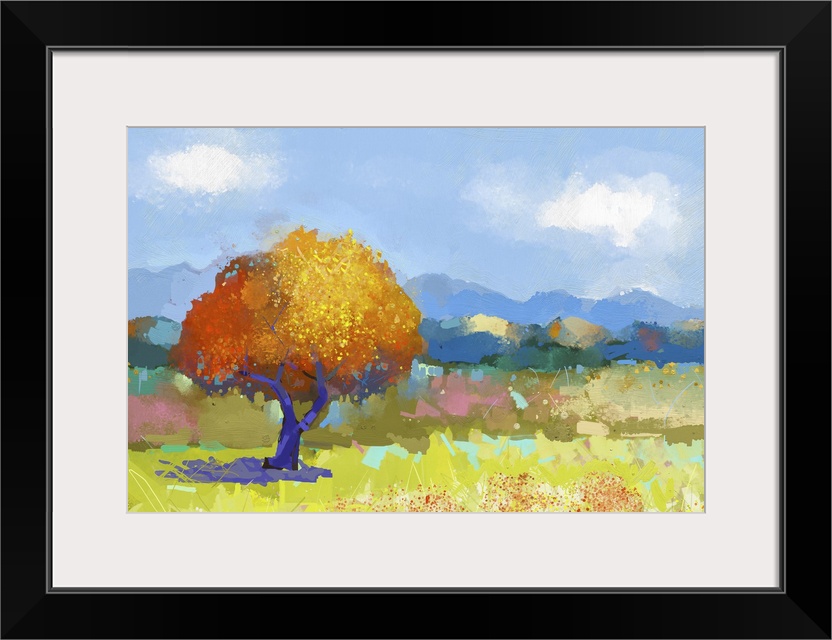 Originally an oil painting of a colorful rural landscape. Originally an oil painting of fields of flowers on canvas. Count...