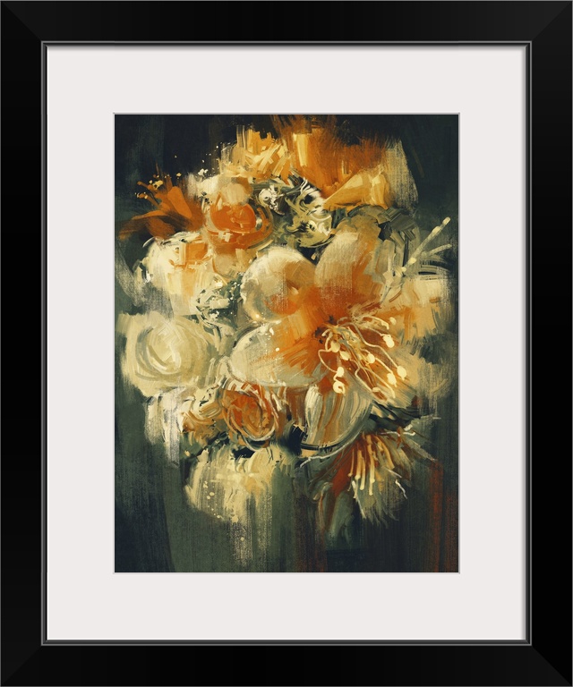 Bouquet flowers in oil painting style, illustration.