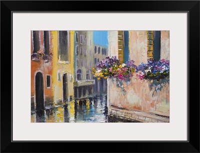 Canal In Venice, Italy, Famous Tourist Place, Colorful Impressionism
