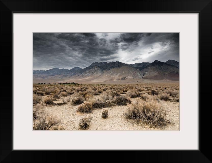 Panoramic view of dark clouds in Death Valley National Park, Nevada, USA.